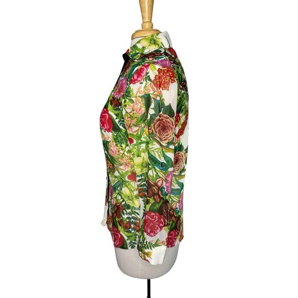 ALBERTO MAKALI English Rose Garden Sheer Button Up Blouse Size Small Womens - Picture 2 of 10